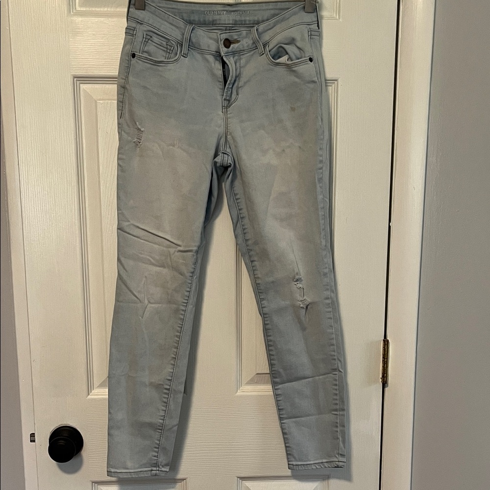 Old Navy Light Blue Skinny Jeans with Subtle Distressing